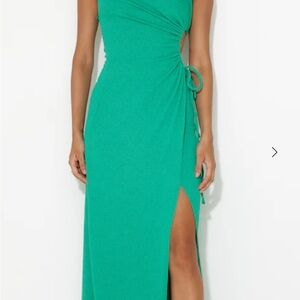 NWT! Hello Molly BEACH CLUB APPROVED MAXI DRESS One Shoulder Wrap GREEN US 6